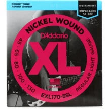 D'Addario EXL170-5 Regular Light Nickel Wound 5-string Super Long Scale Bass Strings - .045-.130