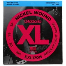 D'Addario EXL170M Regular Light Nickel Wound Medium Scale Bass Strings - .045-.100