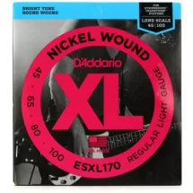 D'Addario ESXL170 Regular Light Double Ball End Nickel Wound Long Scale Bass Strings - .045-.100