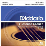 D'Addario Phosphor Bronze 12-String Acoustic Guitar EJ37 Med/Hvy 12-54