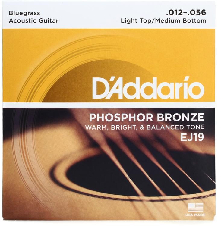 D'Addario EJ19 Phosphor Bronze Acoustic Guitar Strings - .012-.056 Light Top/Heavy Bottom