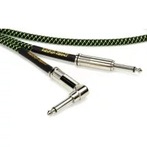 Ernie Ball P06082 Braided Straight to Right Angle Instrument Cable - 18 foot Black/Green