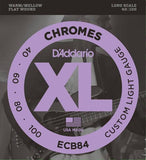 D'Addario ECB84 Chromes Bass Guitar Strings Custom Light 40-100 Long Scale
