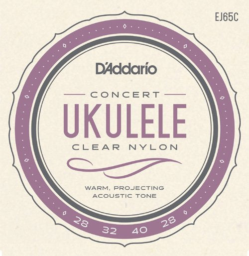 D'Addario Ukulele Strings EJ65C Concert Ukulele Clear Nylon