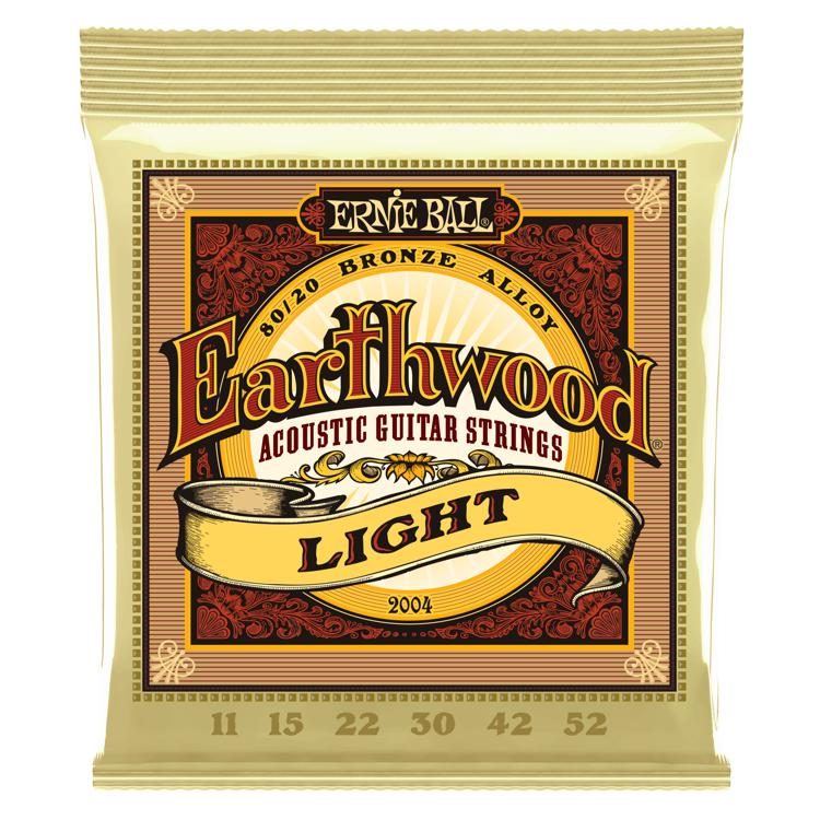 Ernie Ball 2004 Light Earthwood 80/20 Bronze Acoustic Strings - .011-.052