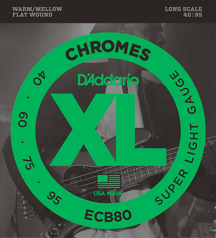 D'Addario ECB80 Chromes Long Scale Bass Guitar Strings, Light Gauge