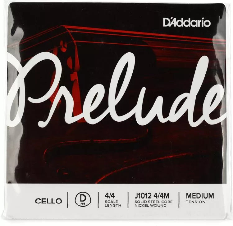 D'Addario J1012 Prelude Cello D String - 4/4 Size Medium Tension