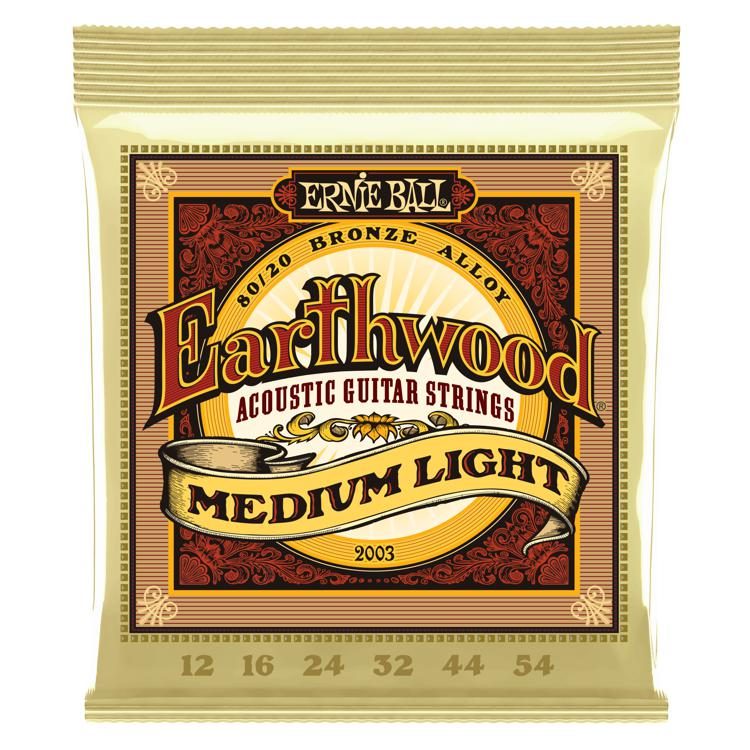 Ernie Ball 2003 Medium Light Earthwood 80/20 Bronze Acoustic Strings - .012-.054