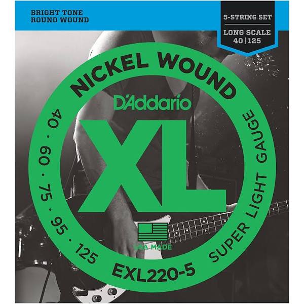 D'Addario Nickel Wound 5-String Bass Strings (Super Light 40-125)