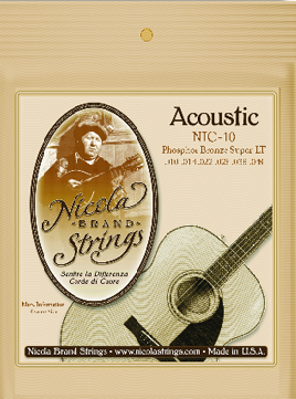 Nicola Brand Strings NIC-10 Phosphor Bronze  Super Light Tension  Gauges - .010 .014 .022. 028 .038 .048