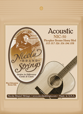 Nicola Brand Strings NIC-50 Phosphor Bronze  Medium Tension - Gauges - .013 .017 .026 .036 .046 .058