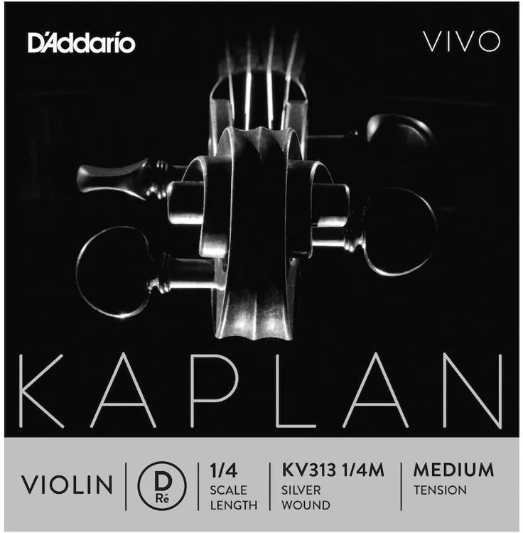 D'Addario KV313 Kaplan Vivo Violin D String - 1/4 Size