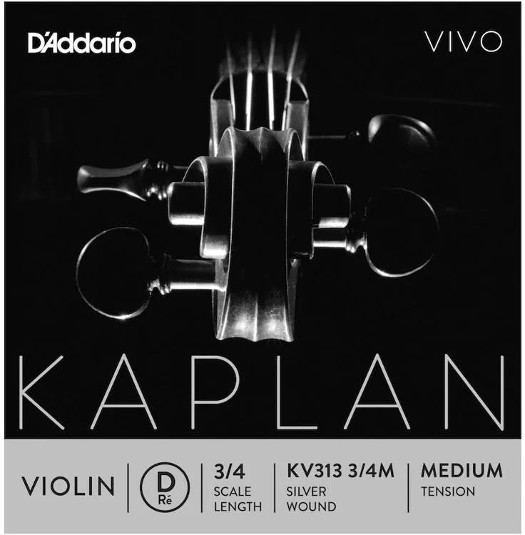 D'Addario KV313 Kaplan Vivo Violin D String - 3/4 Size