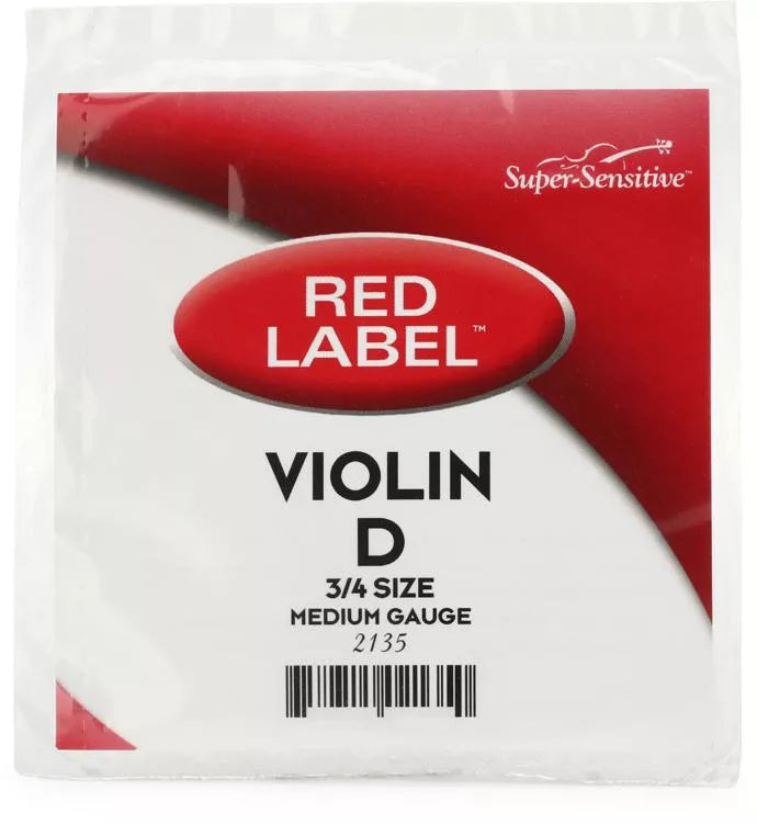 Super-Sensitive 2135 Red Label Violin D String - 3/4 Size