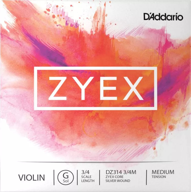 D'Addario DZ314 Zyex Violin G String - 3/4 Size