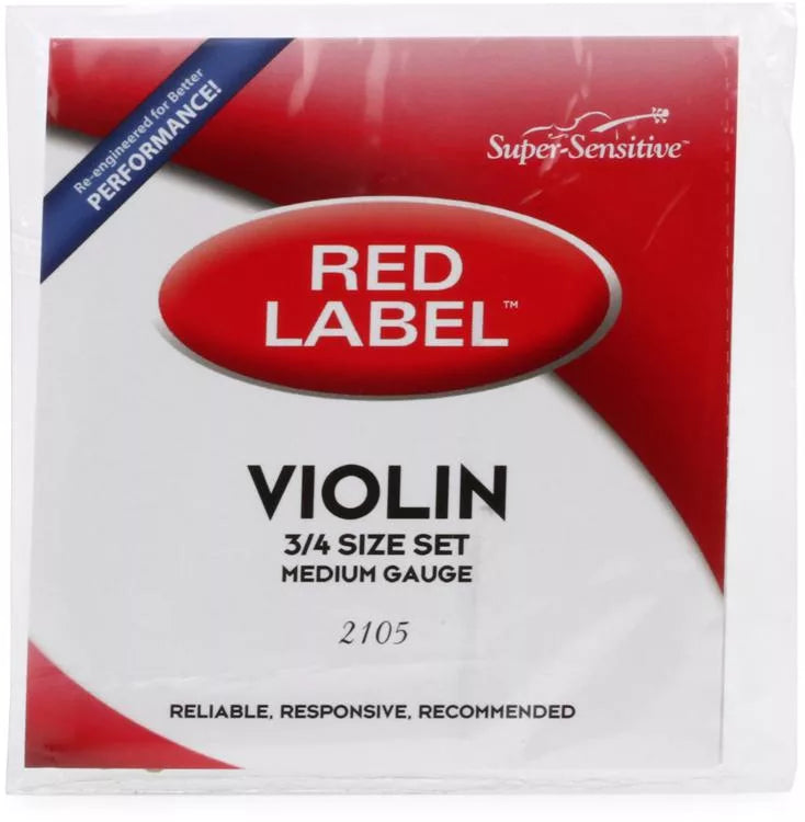 Super-Sensitive 2105 Red Label Violin String Set - 3/4 Size