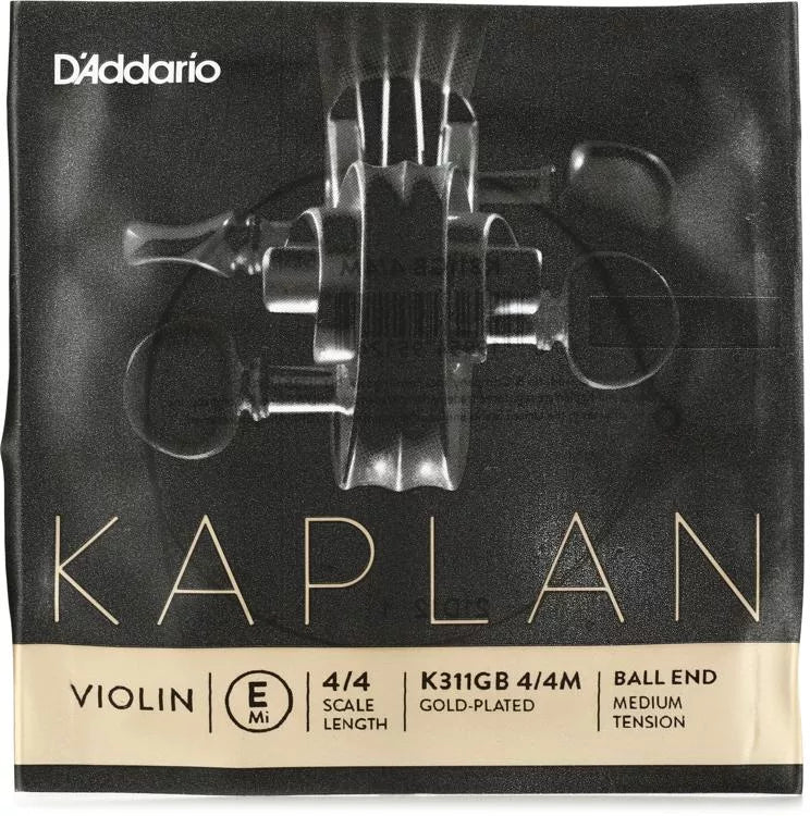 D'Addario K311GB Kaplan Violin E String - 4/4 Scale Gold-plated with Ball-end