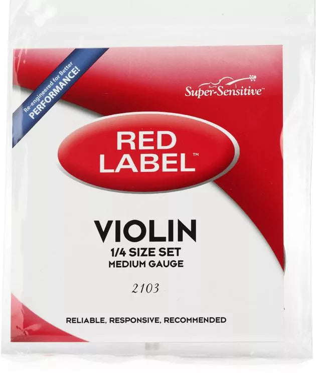 Super-Sensitive 2103 Red Label Violin String Set - 1/4 Size