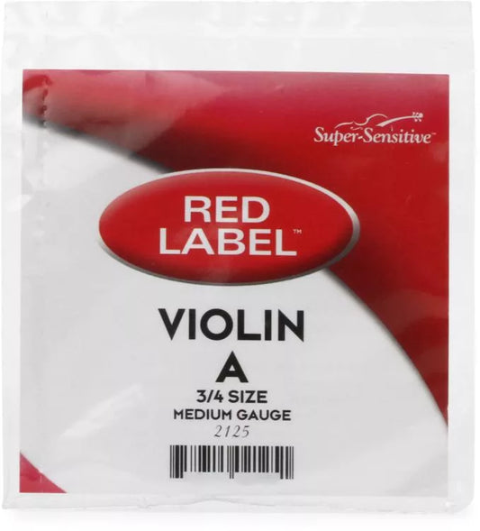 Super-Sensitive 2125 Red Label Violin A String - 3/4 Size