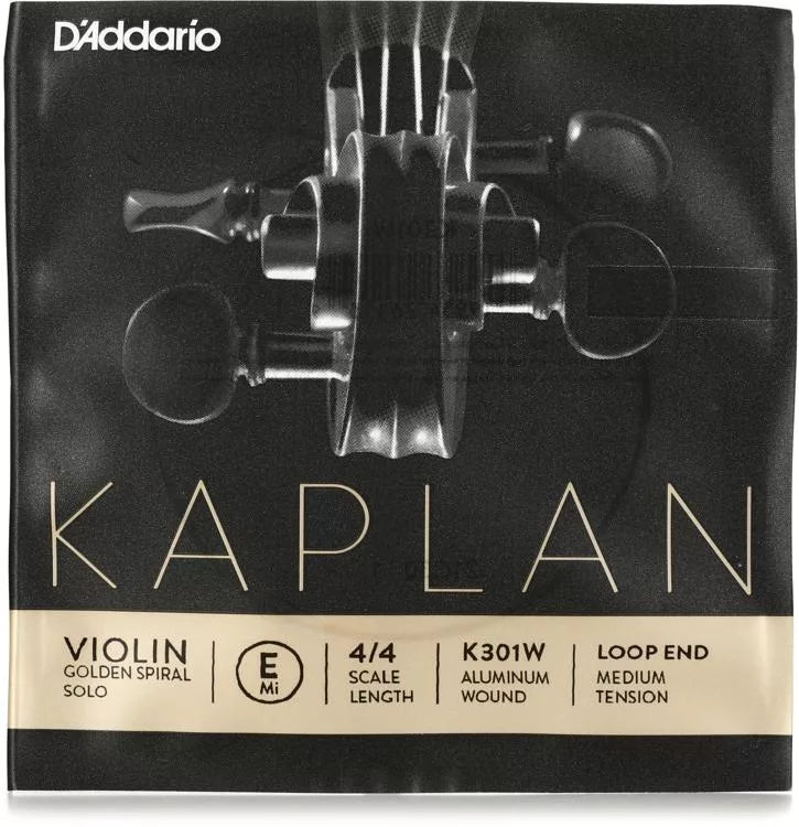 D'Addario K301W Kaplan Violin E String - 4/4 Scale Aluminum Wound with Loop-end